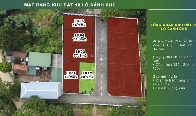 Bán lô đất 78.2m2 lô góc 2 mặt tiền cực đẹp thuộc Cánh Chủ, Bình Yên, giá hơn 1 tỷ