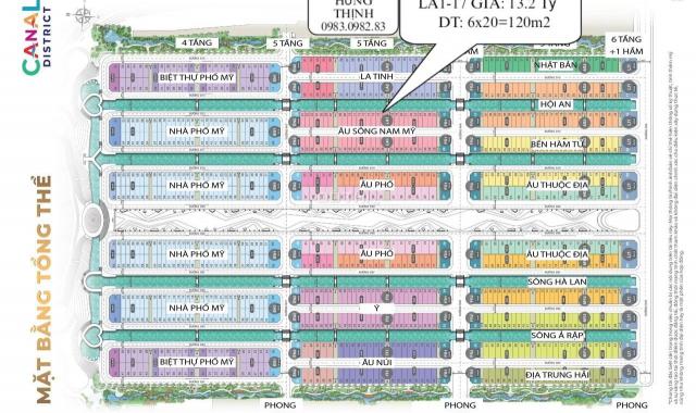 Bán lô LA1 - 17 khe thoáng, DT 120m2, giá 13,2 tỷ, ngay cầu, DA Merry Land Quy Nhơn