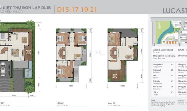 Biệt thự Lucasta Khang Điền Quận 9, DT 320,6m2, 3 tầng, 4PN, nhà thô, sổ hồng