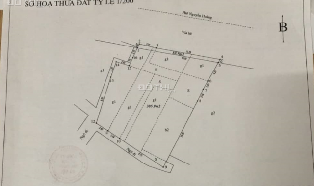 Bán 306m2 đất mặt phố Nguyễn Hoàng, mặt tiền 13m, vỉa hè 2m, lô góc giá 54 tỷ