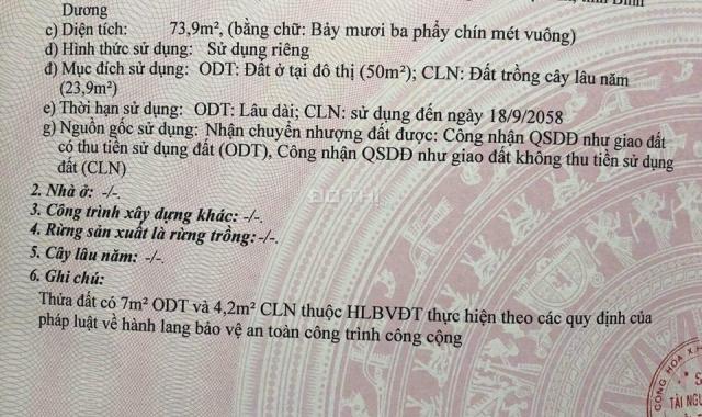 Đất Bình Nhâm, Thuận An, Bình Dương. 74m2, 1 tỷ 50tr
