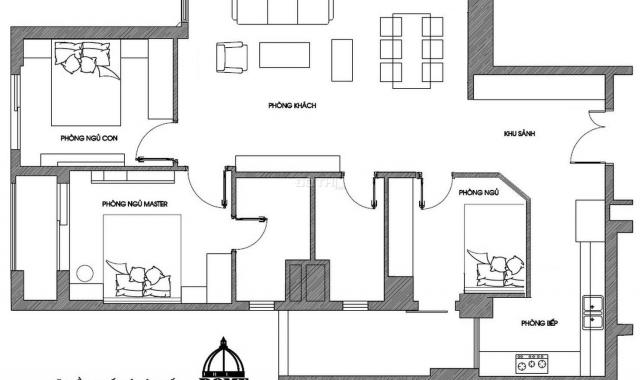 Cho thuê căn hộ chung cư tòa P2 tầng trung thoáng đẹp, 145m2, 3 ngủ, 2 wc, đủ đồ, giá thuê 25 tr/th