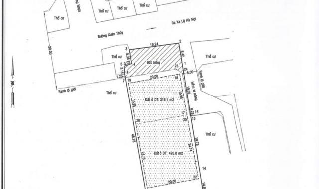 Bán lô đất mặt tiền đường Xuân Thủy, Quận 2, 1403.8m2, xây dựng được 10 tầng