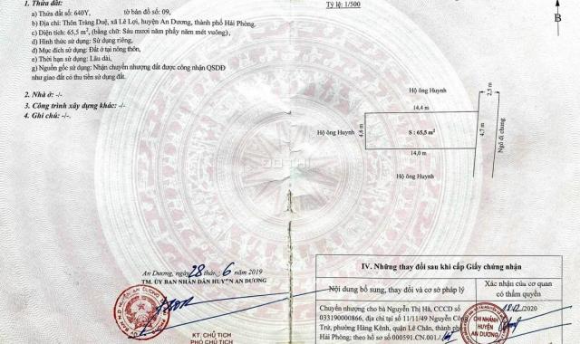 Bán 65m2 tại Tràng Duệ, Lê Lợi gần khu công nghiệp LG