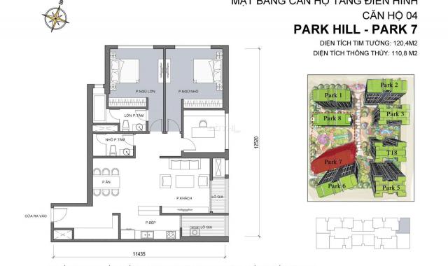 Bán căn hộ 3 ngủ góc 112m2 Park Hill - Times City đầy đủ đồ cơ bản giá 7,2 tỷ