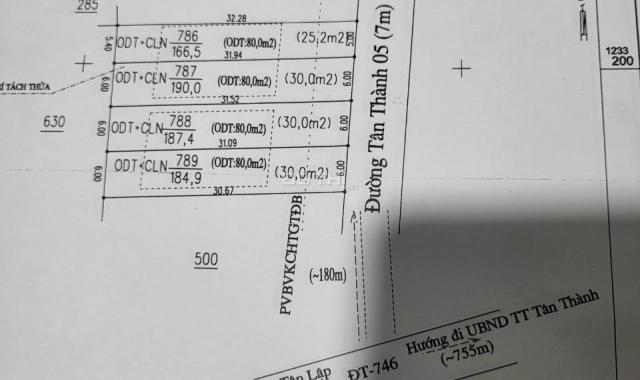 Bán đất mặt tiền Tân Thành 5 cách DT 746 100m