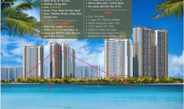 Bán căn hộ chung cư tại Masteri Waterfront, Gia Lâm, Hà Nội diện tích 67m2 giá 4,311 tỷ