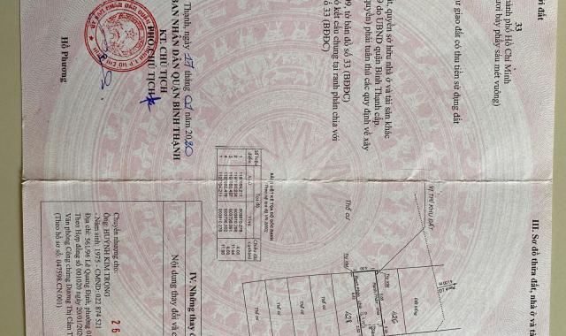 Chính chủ bán lô đất 407/1/4 Nguyễn Xí, P13, Bình Thạnh