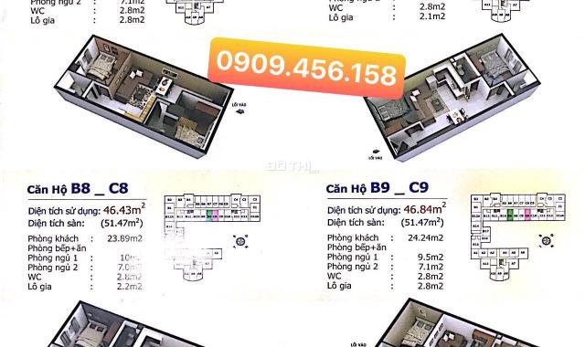 Chính chủ bán căn hộ 53m2, 1.1 tỷ có 2PN, 1WC, có ban công, nhà đẹp. LH xem nhà 0909 456 158