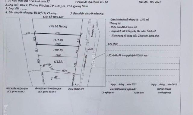 Đất TP Uông Bí, Quảng Ninh. 116 m2, 750 tr