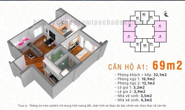 Bán căn hộ chung cư tại dự án Mipec City View, Hà Đông, Hà Nội diện tích 68.9m2 giá 2.25 tỷ