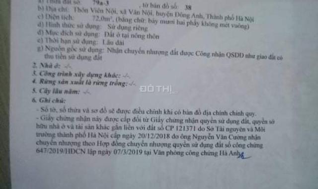 Bán 2 tỷ - 68m2 Vân Nội Đông Anh - oto đậu cửa - cách Võ Nguyên Giáp 300m - 500m đầy đủ tiện ích