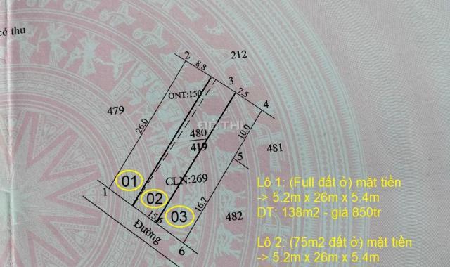 Bán đất 138m2, giá 780 triệu địa chỉ đất xóm 14 xã Giao Yến, gần khu CN Visip 1.100ha Giao Thủy