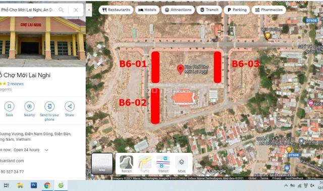 Khu phố chợ Lai Nghi (có sổ): Bán lô đất 2 mặt tiền, Block B6 - 03; ngay trong khuôn viên chợ