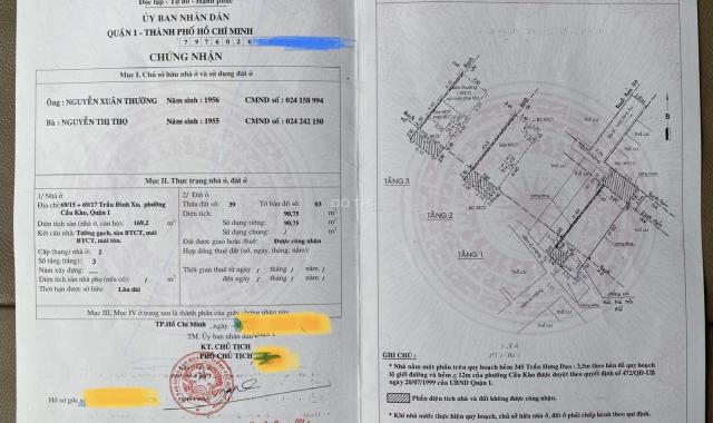 Bán nhà riêng đường Trần Đình Xu, Phường Cầu Kho, Quận 1, Hồ Chí Minh diện tích 90.7m2 giá 21 tỷ