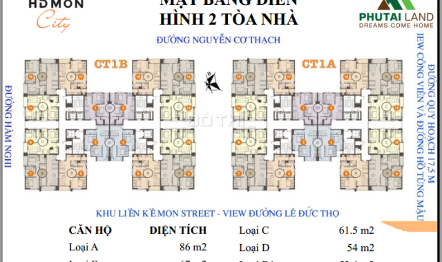 Hot - Full quỹ căn độc quyền chính chủ căn hộ HD Mon gồm 54m2, 62m2, 67m2, 86m2 giá tốt nhất