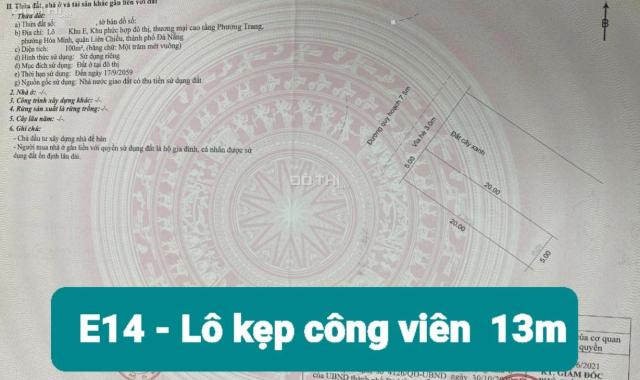 Bán đất khu E14 Kim Long - Lô kẹp công viên thông Giá: 4,25 tỷ TLCC