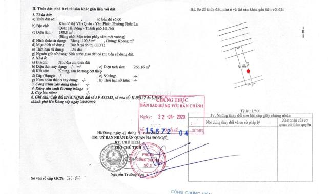 Chính chủ bán căn liền kề TT19 - B6 khu đô thị Văn Quán - Hà Đông