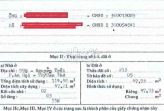 CHỦ GỬI BÁN CĂN NHÀ MẶT TIỀN NGUYỄN TRÃI 1 TRỆT 1 LẦU HOÀN CÔNG GIÁ 12 TỶ