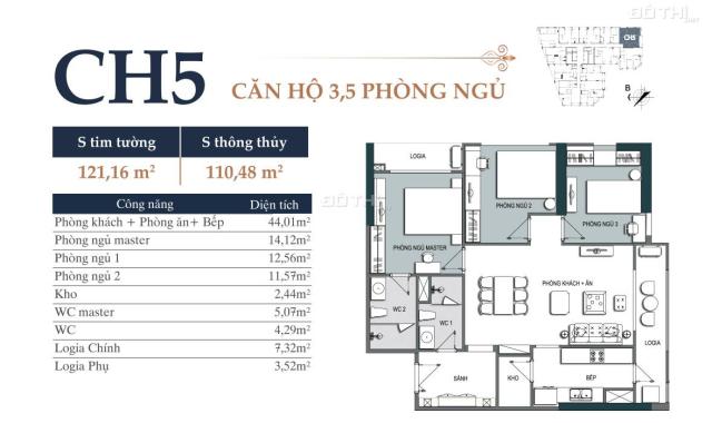 Duy nhất 1 căn hoa hậu 3 phòng ngủ DT 111m2 - ban công Đông Nam tầng đẹp - Chiết khấu 5%