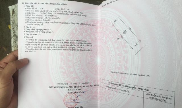 Bán đất 54.5m2 xóm Gà Cổ Loa Đông Anh đường ô tô giá 2Xtr/m2