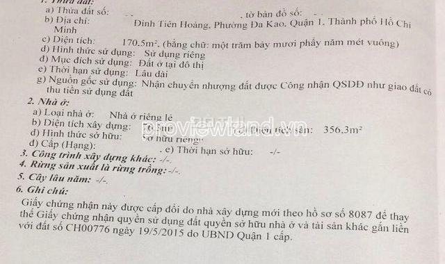 Cho thuê toà nhà Q1, góc 2 mặt tiền Định Tiên Hoàng, 176m2 đất, 1 hầm + 6 tầng