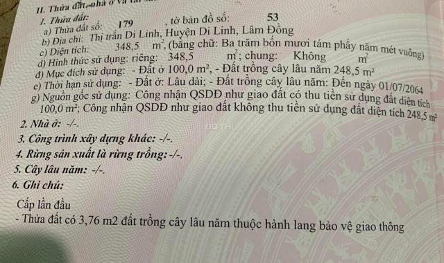 CẦN TIỀN LÀM ĂN. BÁN LÔ ĐẤT MẶT TIỀN QUỐC LỘ 20, THỊ TRẤN DI LINH, HUYỆN DI LINH, TỈNH LÂM