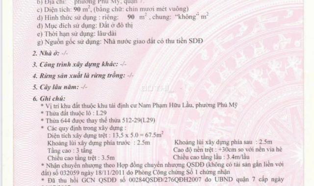 Đất đường số 14m, Quận 7, cạnh Phú Mỹ Hưng. 5*18m