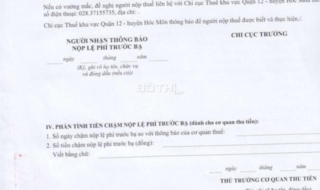 CẦN BÁN NHANH LÔ ĐẤT 2 MẶT TIỀN TRƯỚC SAU TẠI PHƯỜNG THẠNH XUÂN, QUẬN 12, TP. HỒ CHÍ MINH.