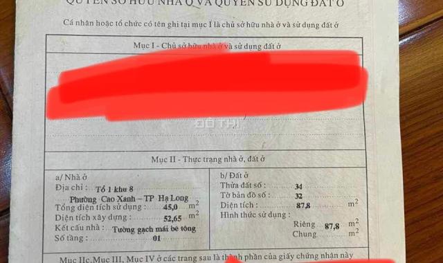BÁN NHÀ MẶT ĐƯỜNG THÀNH CÔNG,P.CAO XANH. DT:88M2,MT:4.5M !!!