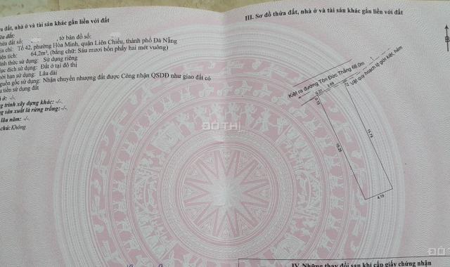 Bán đất 2 mặt kiệt Ô TÔ Kiệt K382 đường Tôn Đức Thắng- Liên Chiểu