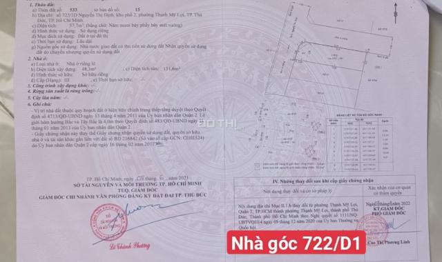 Bán nhà góc 2 mặt tiền đường Nguyễn Thị Định gần ngay chợ Cây Xoài Q.2 (57.7m2) 6.8 tỷ