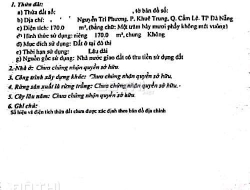 Bán đất mặt tiền đường Nguyễn Hữu Thọ - Đà Nẵng