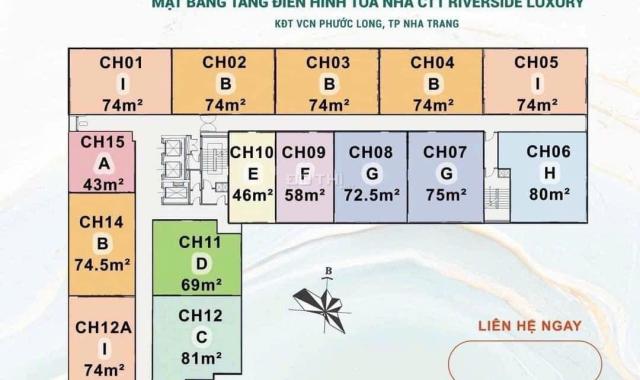 Căn hộ cao cấp CT1 Riverside Luxury 2PN-2WC, đầy đủ nội thất, tầng view thoáng.