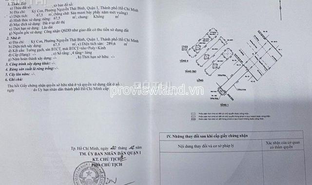 Bán căn nhà Quận 1, MT Ký Con, 3.8x17.6m đất, 1  trệt + 4 lầu, 36 tỷ