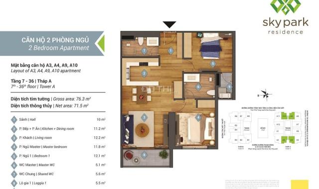 (Mới) Chính chủ chuyển công tác bán CHCC 71m2 tại chung cư Sky Park Residence giá rẻ hơn thị trường