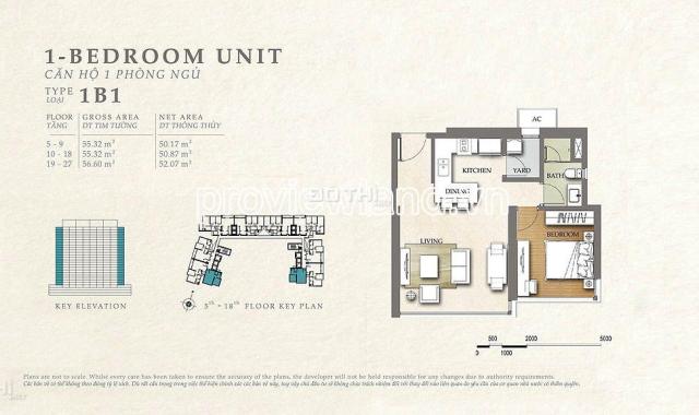 Cho thuê Căn hộ The Nassim Thảo Điền, tầng cao, full nội thất, 1PN, 55m2, nhà đẹp
