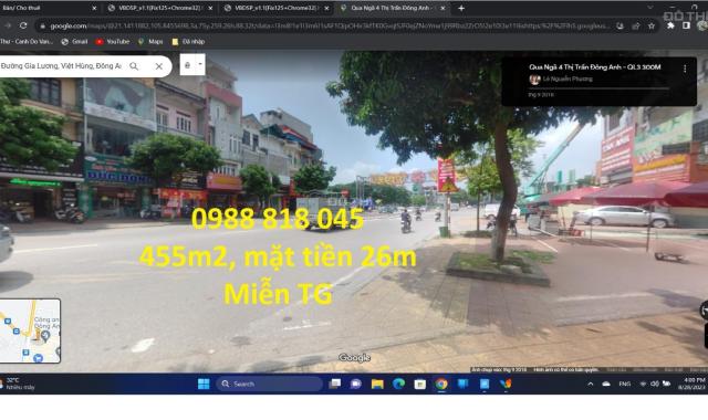 Chính chủ cần bán 450m2  đất thổ cư Việt Hùng, Đông Anh, Hà Nội, mặt tiền 26m, view Hồ