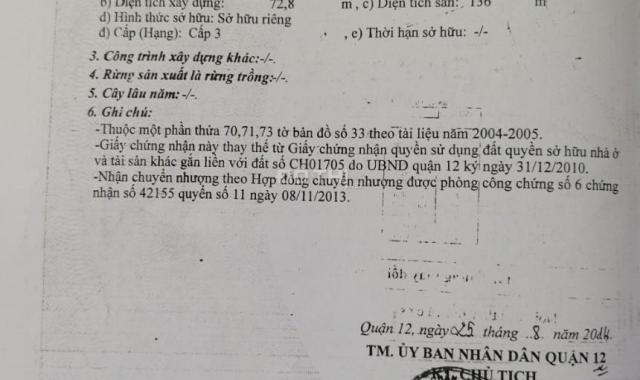 NHÀ 1 XẸT NGẮN ĐƯỜNG THỚI AN 22, BÁN CHẠY NỢ BANK 7.9TỶ , 104m