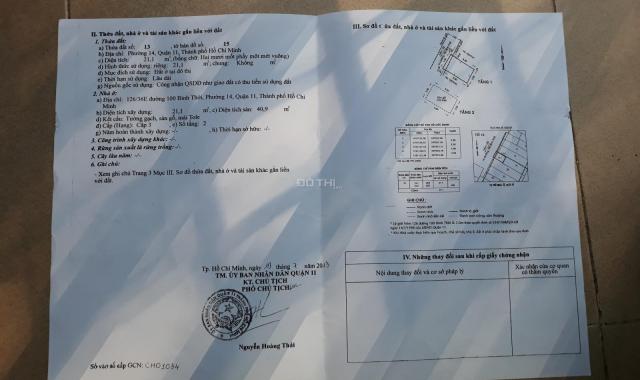 Bán nhà riêng tại Đường 100 Bình Thới, Phường 14, Quận 11, Hồ Chí Minh diện tích 21m2