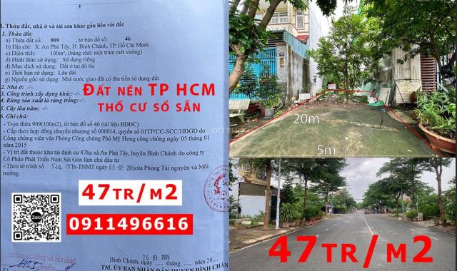 Bán gấp lô đất full thổ cư KDC An Phú Tây MT đường lớn 20m CC còn TL