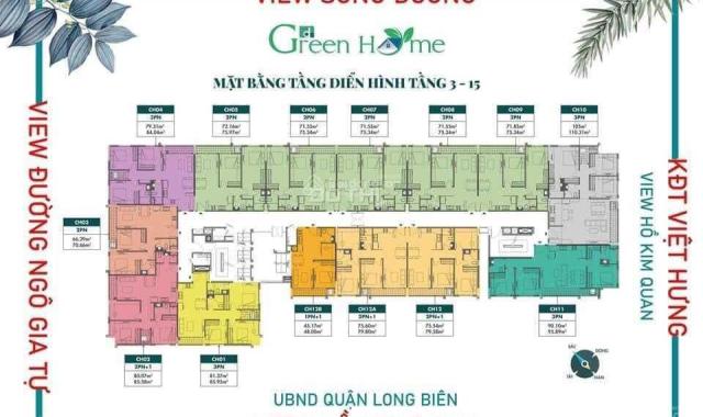 Bán căn hộ chung cư tại Dự án Phương Đông Green Home, Long Biên, Hà Nội diện tích 72m2 giá 2.4 Tỷ