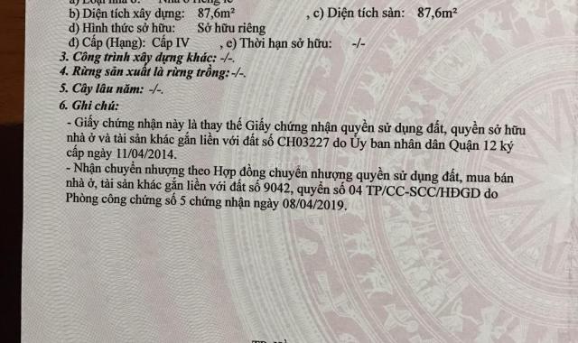 Bán nhà Quốc lộ 1A, Phường APĐ, Quận 12, diện tích 91.8m2, đang cho thuê 9tr/th