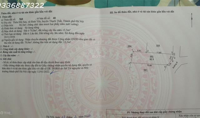 Chính chủ cần bán 2 mảnh đất thổ cư liền kề tại Thôn Đồi Sen, Xã Bình Yên, Thạch Thất, giá đầu tư