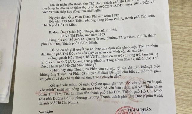 Nhà 54/21 quang trung Q9 - tranh chấp tại toà