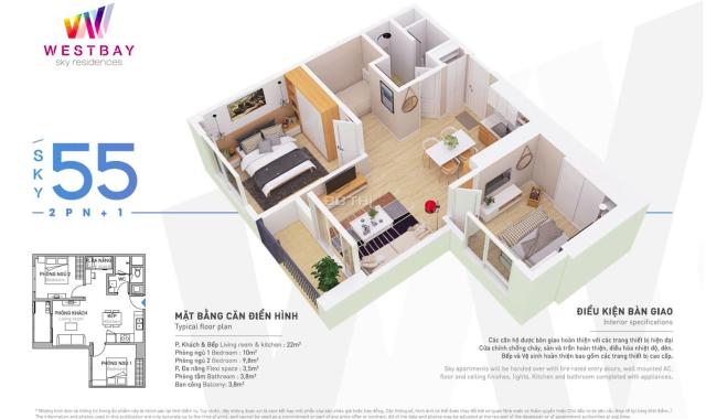 Bán căn hộ 55m2 2 ngủ chung cư West Bay Ecopark - Đủ nội thất chỉn chu - Giá tốt