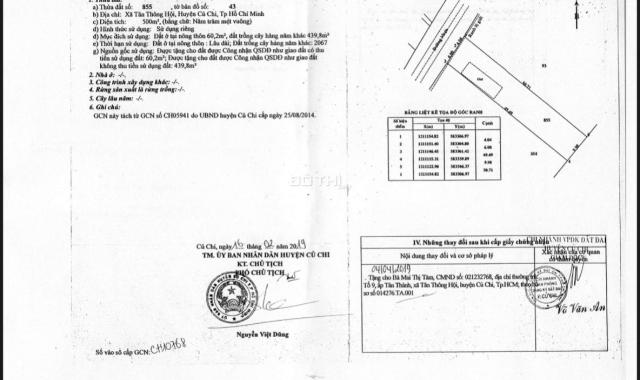 Bán đất Củ Chi, lô đất MT đường nhựa 24, 500m2, có 60m thổ cư, xã Tân Thông Hội