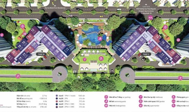 Bán căn hộ 45m2, 1PN+1, Gần công viên Hồ Thiên Nga - Chung cư Westbay Ecopark - Giá 1,4xxx