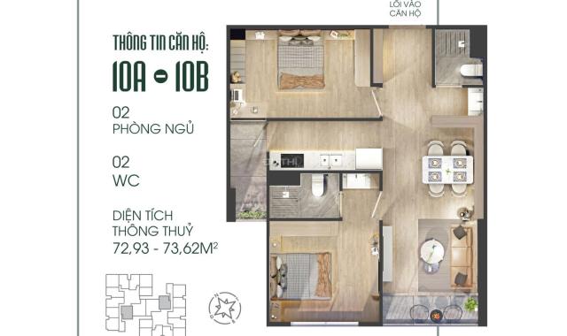 Căn 2PN( 74m2) rẻ nhất The Fibonan nằm trong KĐT xanh Ecopark, giá 3.28 tỷ