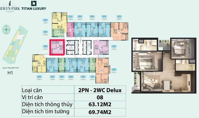 Bán căn hộ 2 ngủ 2 vệ sinh , 68m2 sử dụng - view Đảo - Chung cư Haven Park ECopark - Giá chỉ 3,1xxx